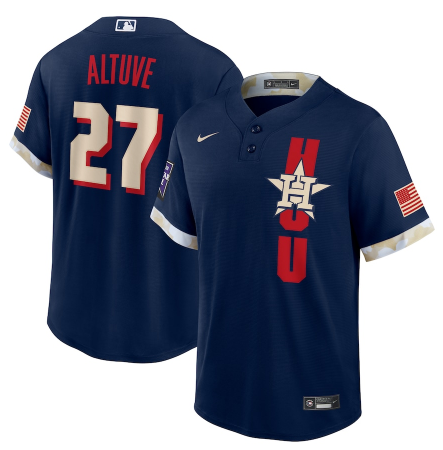 Men's Houston Astros #27 Jose Altuve 2021 Navy All-Star Cool Base Stitched Baseball Jersey